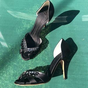 Giuseppe Zanotti Black Open-Toe Heels